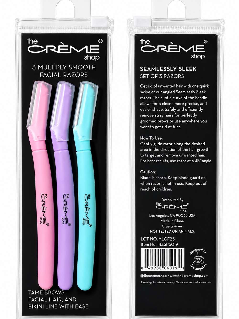 the CRÈME Shop Pastel Facial Razor Set - Pink, Lavender, Teal - 3 Pack